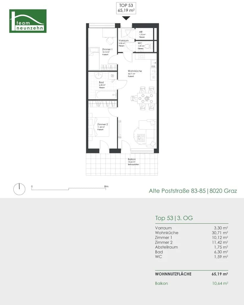 3-Zimmer-Wohnung mieten in Graz – 65,19 m², € 949 – Bild 22 von 22