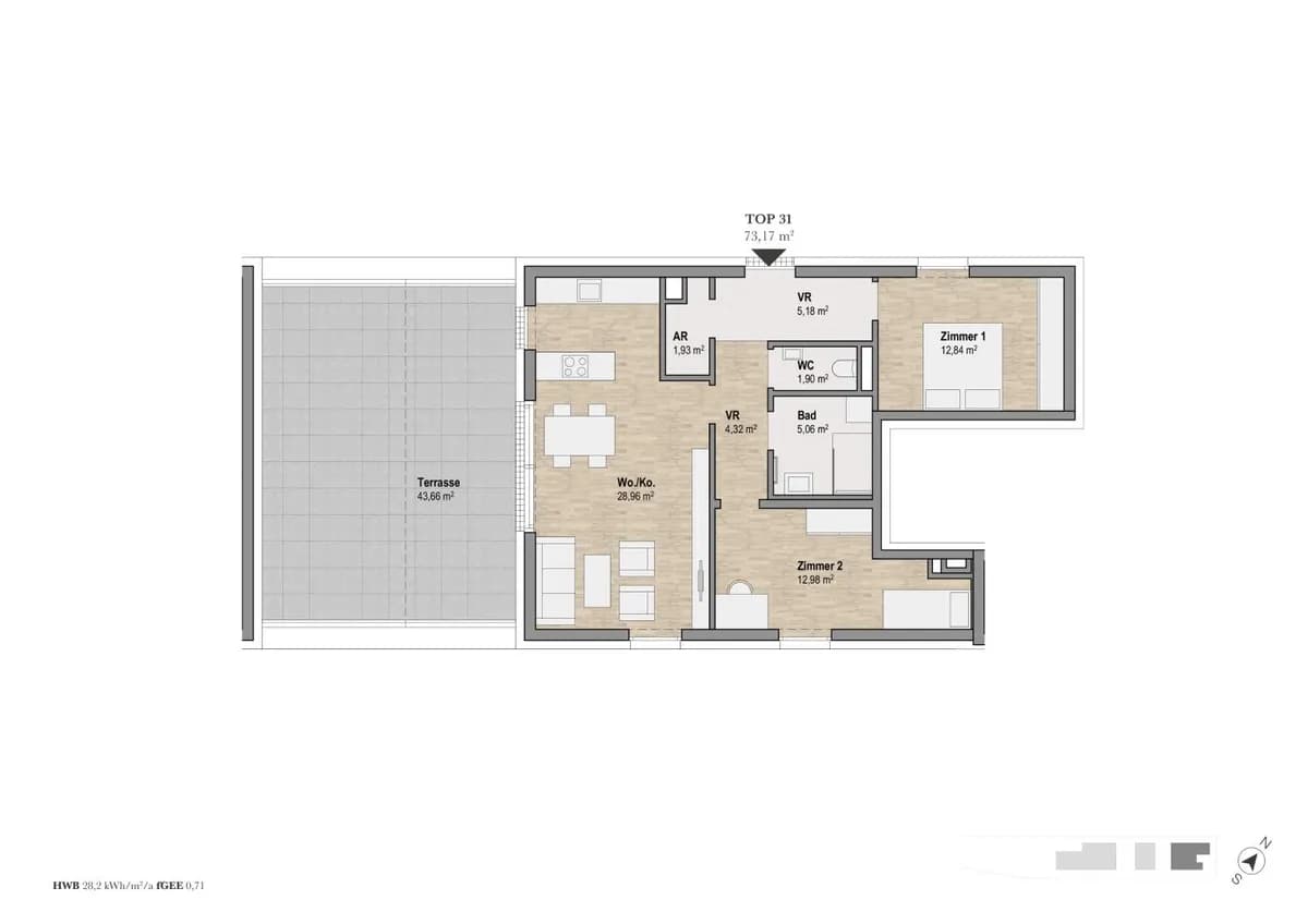 3-Zimmer-Wohnung kaufen in Graz – 73,24 m², € 628.505 – Bild 2 von 7