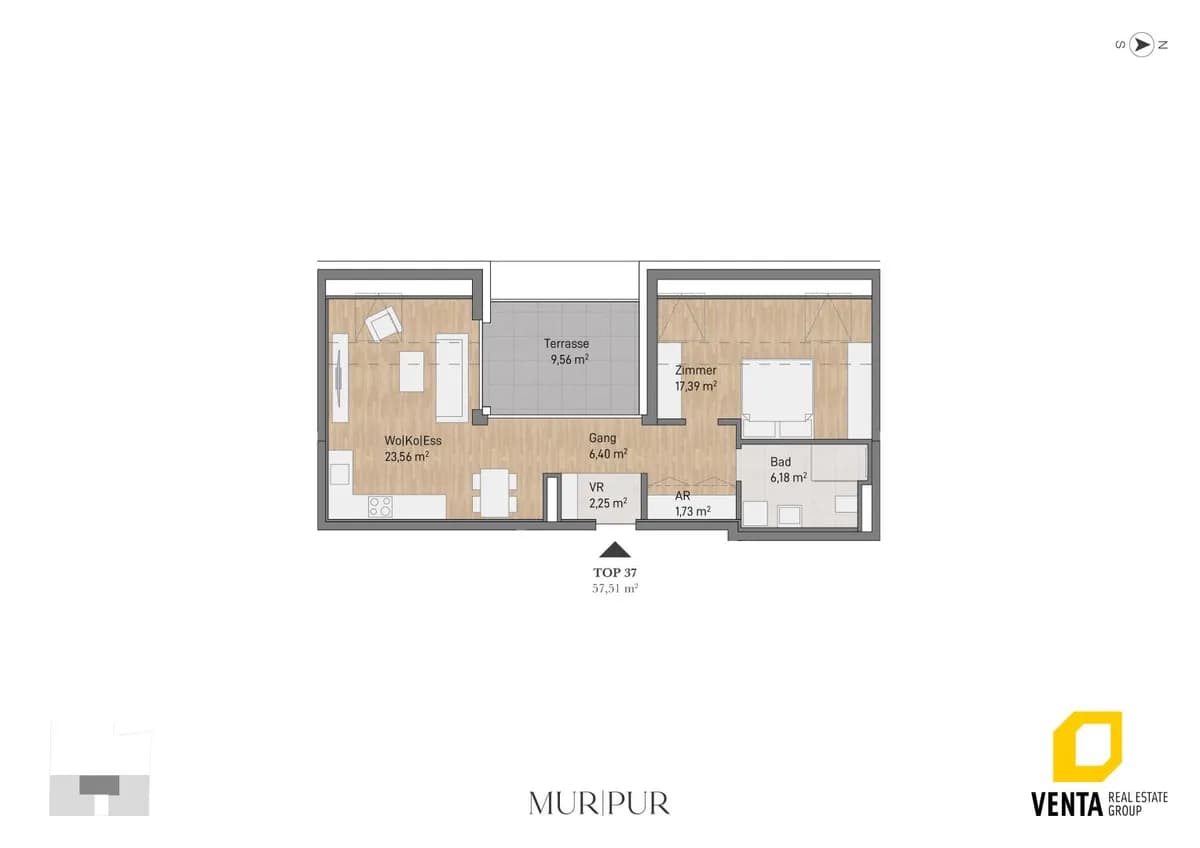 2-Zimmer-Wohnung kaufen in Graz – 57,51 m², € 457.769 – Bild 2 von 5