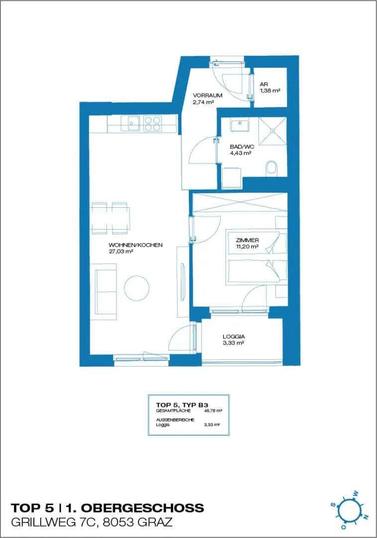 2-Zimmer-Wohnung mieten in Graz – 50,11 m², € 680 – Bild 8 von 8