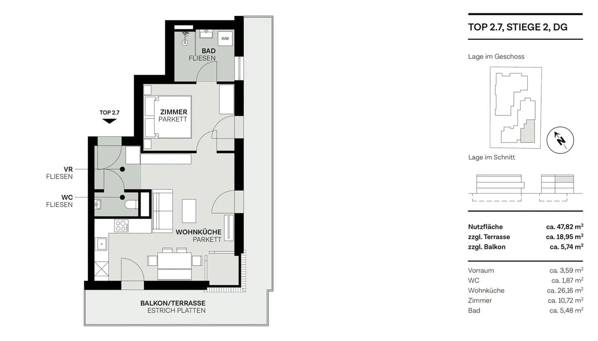 2-Zimmer-Wohnung kaufen in Wien – 47,82 m², € 444.000 – Bild 47 von 54