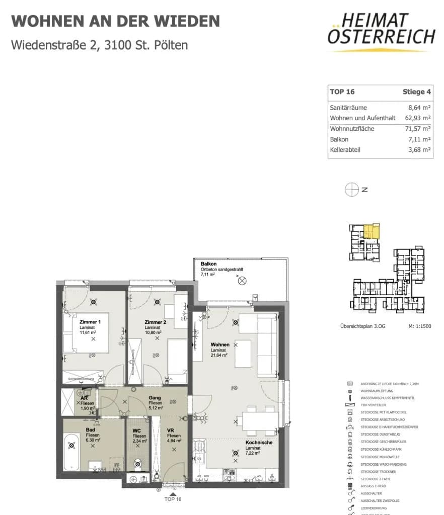 3-Zimmer-Wohnung mieten in Sankt Pölten – 71,51 m², € 905 – Bild 7 von 7