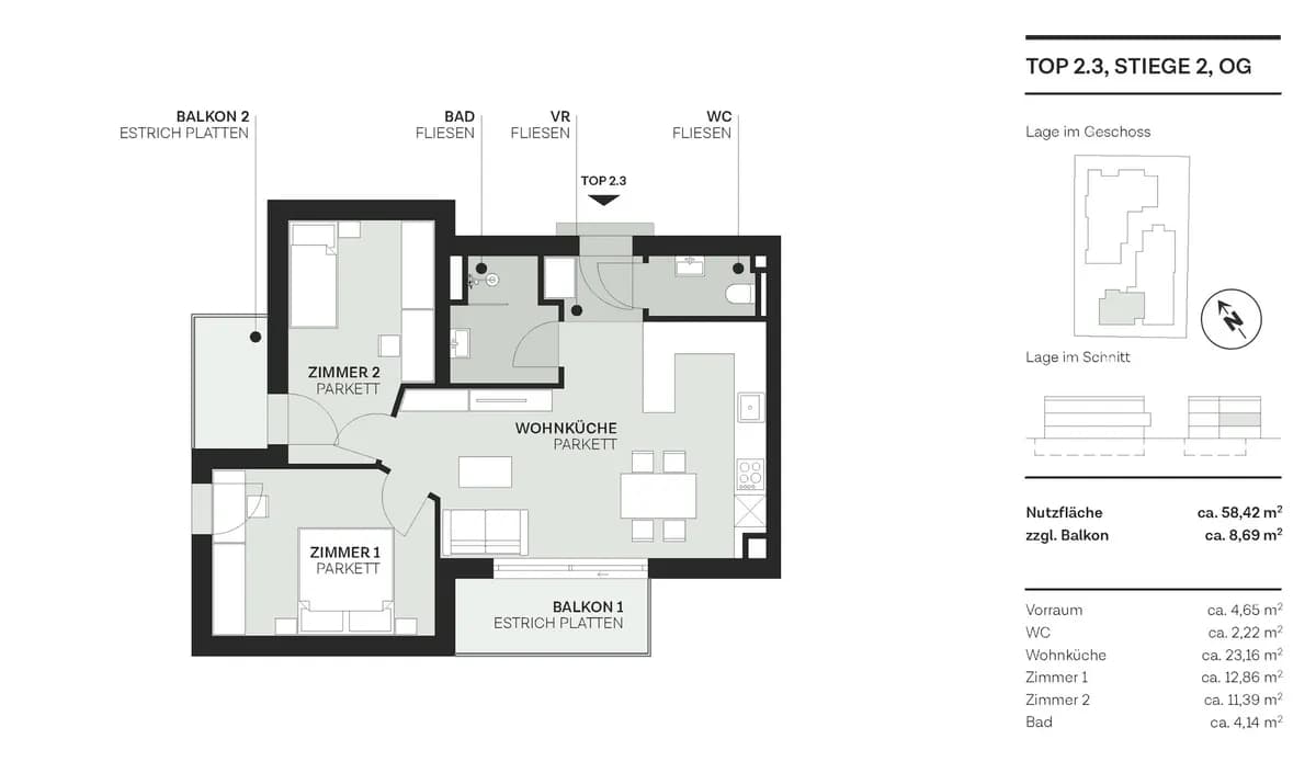 3-Zimmer-Wohnung kaufen in Wien – 58,42 m², € 473.000 – Bild 20 von 26