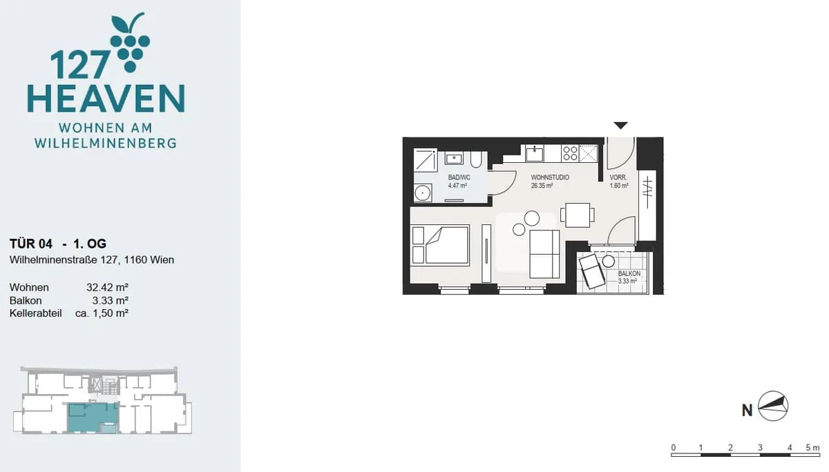 1-Zimmer-Wohnung kaufen in Wien – 32,42 m², € 215.025 – Bild 6 von 7