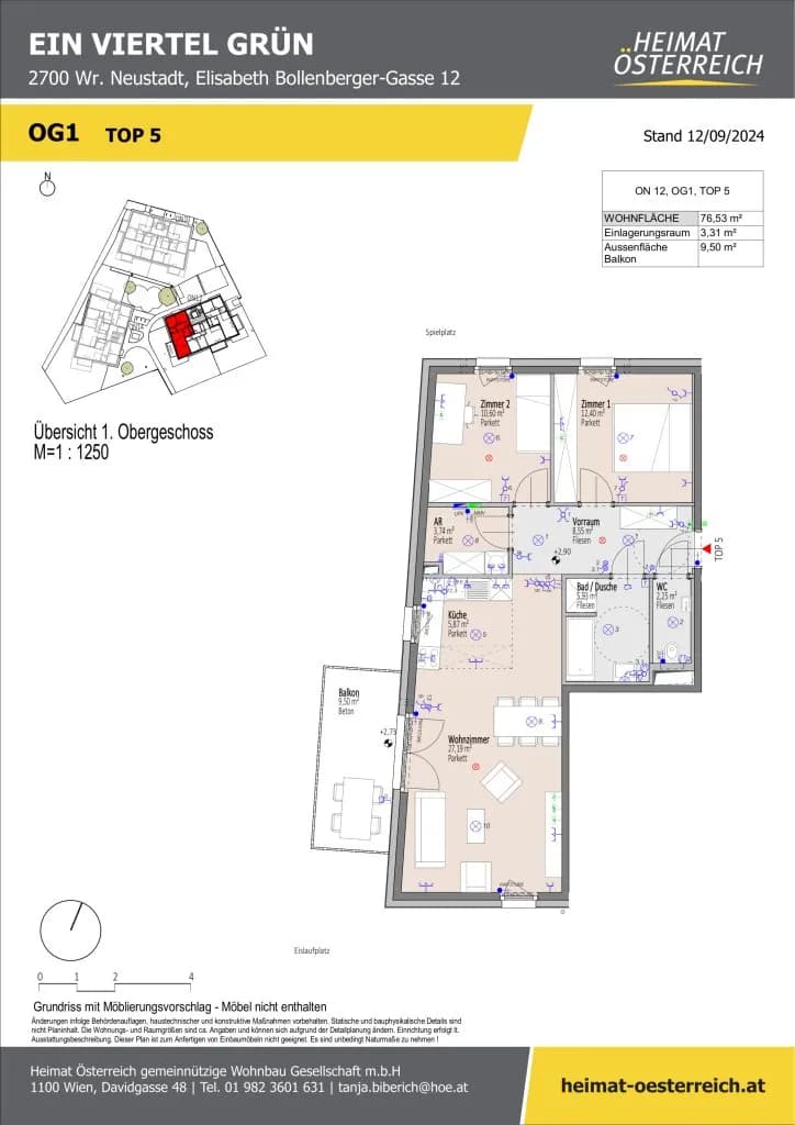 3-Zimmer-Wohnung kaufen in Wiener Neustadt – 76,53 m², € 312.200 – Bild 22 von 26