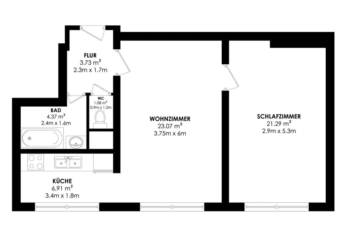 2-Zimmer-Wohnung mieten in Wels – 61 m², € 830 – Bild 6 von 6