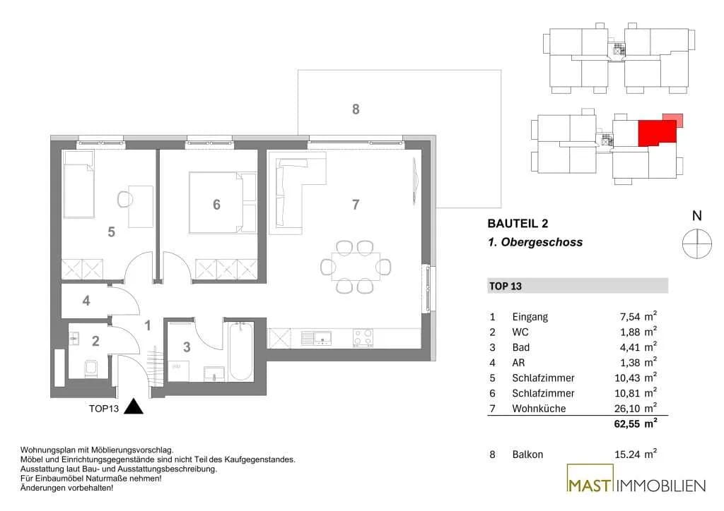 3-Zimmer-Wohnung kaufen in Korneuburg – 63,02 m², € 332.000 – Bild 22 von 22