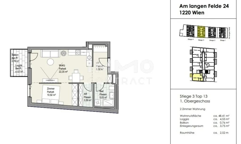 2-Zimmer-Wohnung kaufen in Wien – 48,41 m², € 348.600 – Bild 5 von 6