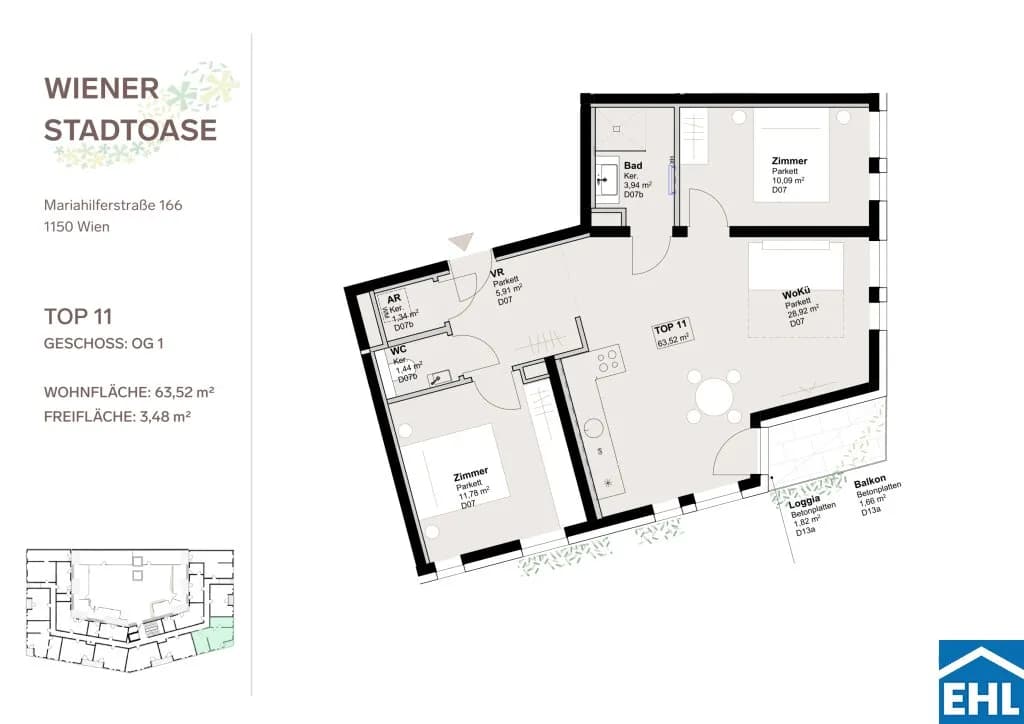 3-Zimmer-Wohnung mieten in Wien – 62,08 m², € 1.490 – Bild 13 von 13