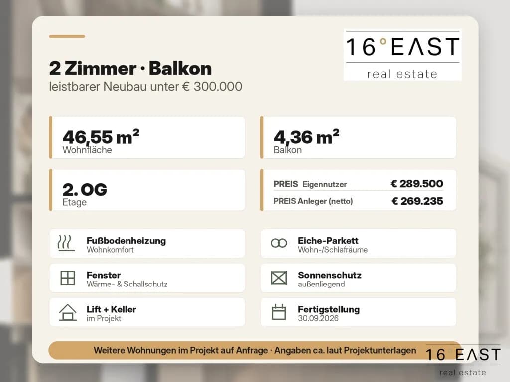 2-Zimmer-Wohnung kaufen in Wien – 46,55 m², € 269.235 – Bild 4 von 8