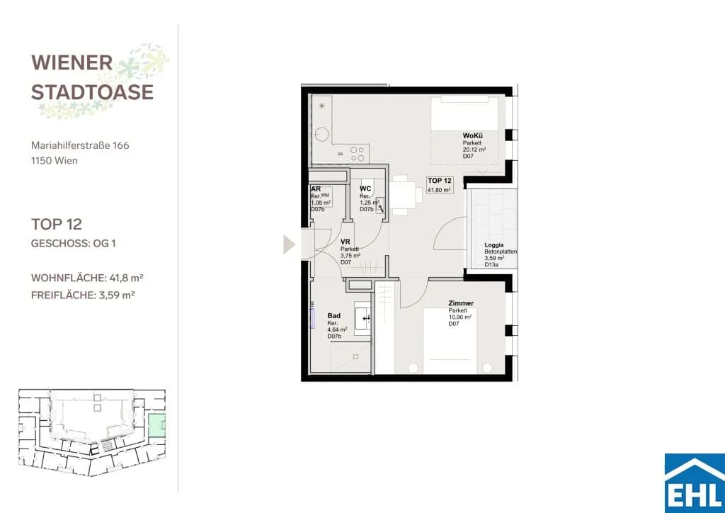 2-Zimmer-Wohnung mieten in Wien – 41,8 m², € 995 – Bild 13 von 13