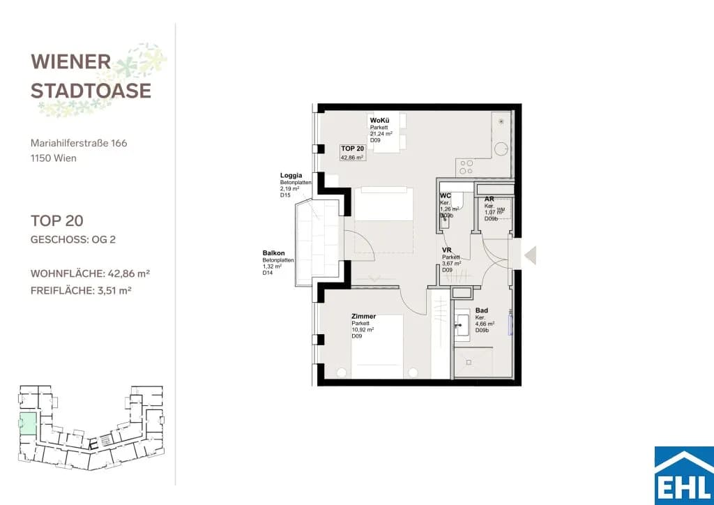2-Zimmer-Wohnung mieten in Wien – 42,86 m², € 1.035 – Bild 13 von 13