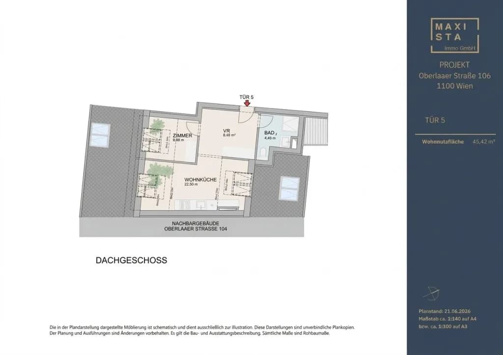 2-Zimmer-Wohnung kaufen in Wien – 45,42 m², € 304.300 – Bild 5 von 5