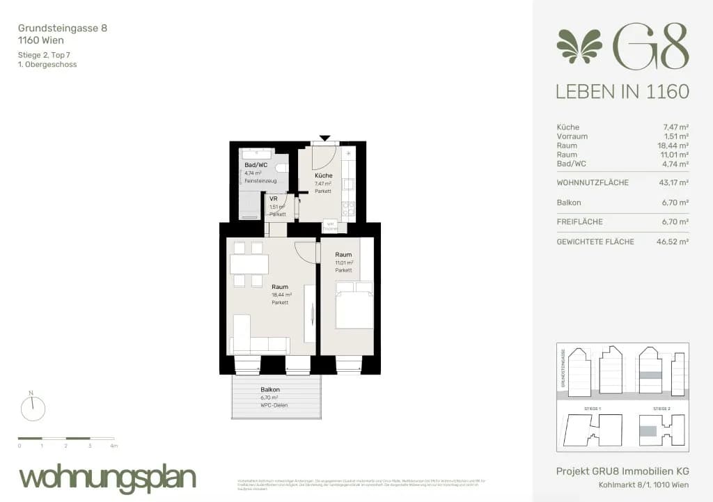 2-Zimmer-Wohnung kaufen in Wien – 43,56 m², € 357.000 – Bild 25 von 25