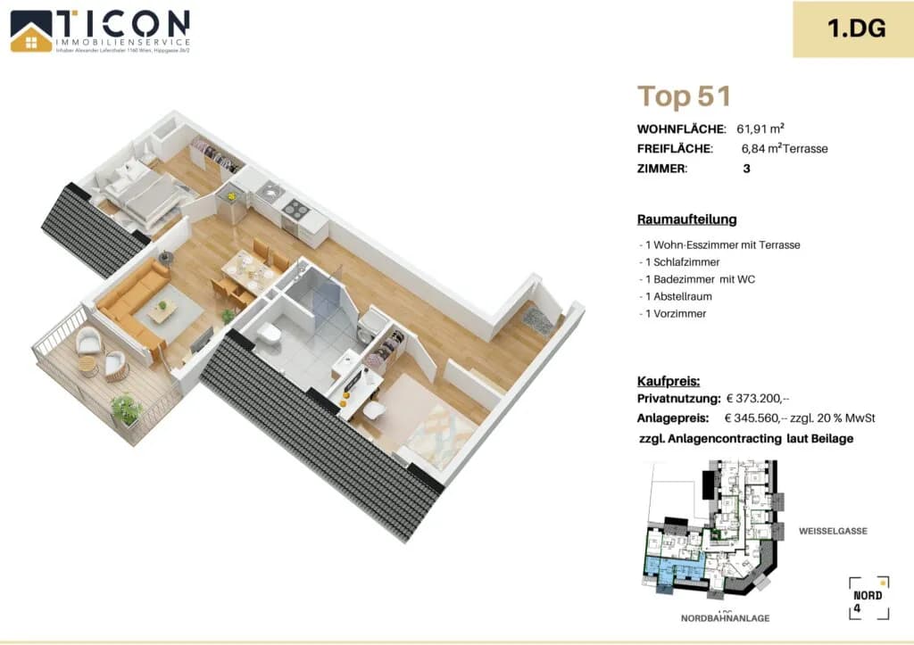 3-Zimmer-Wohnung kaufen in Wien – 61,91 m², € 339.000 – Bild 11 von 12