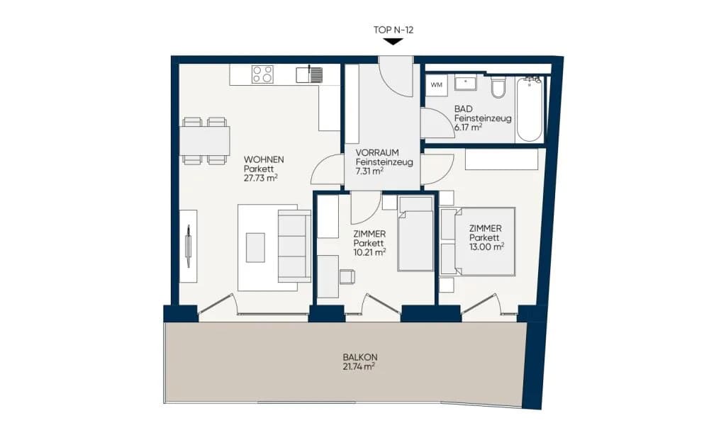 3-Zimmer-Wohnung mieten in Graz – 64,42 m², € 916 – Bild 2 von 11