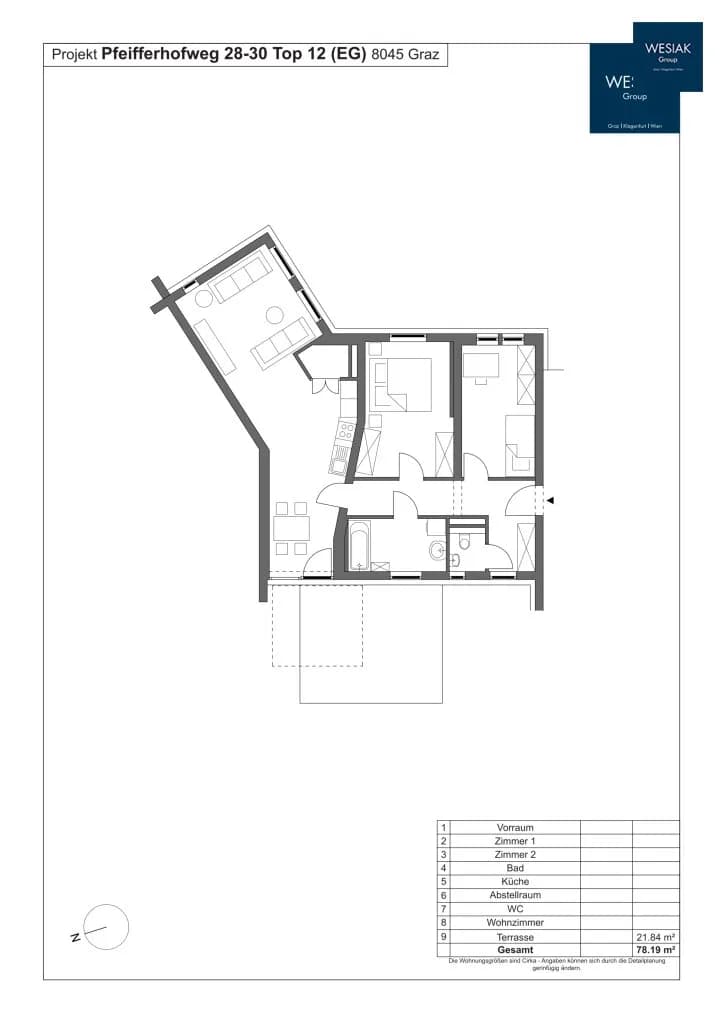 3-Zimmer-Wohnung mieten in Graz – 78 m², € 1.045 – Bild 14 von 14