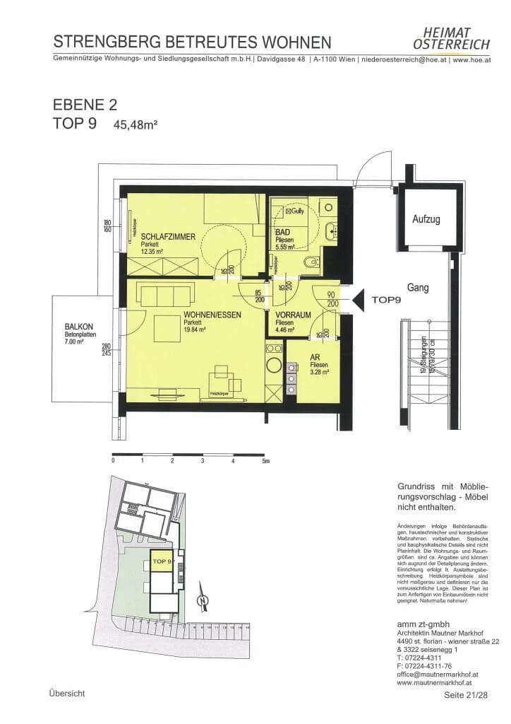 2-Zimmer-Wohnung mieten in Amstetten – 45,57 m², € 456 – Bild 22 von 22