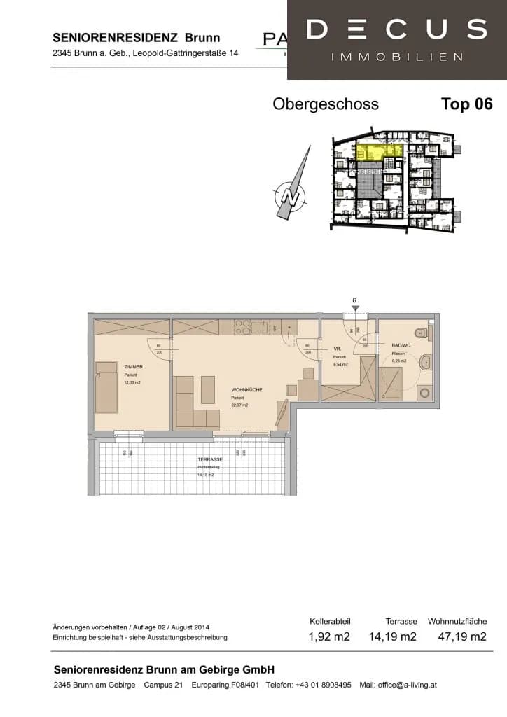 2-Zimmer-Wohnung mieten in Mödling – 47,19 m², € 985 – Bild 2 von 2