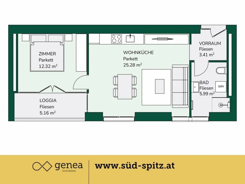 2-Zimmer-Wohnung mieten in Graz – 46,8 m², € 729 – Bild 2 von 16