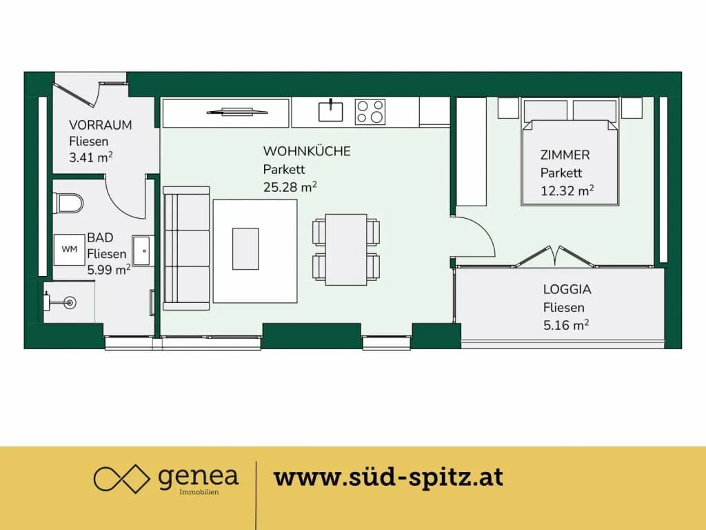 2-Zimmer-Wohnung mieten in Graz – 47 m², € 729 – Bild 2 von 14