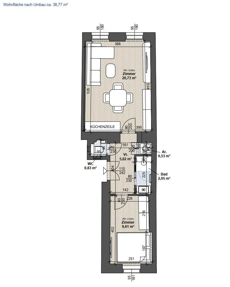 1-Zimmer-Wohnung kaufen in Wien – 38,72 m², € 235.000 – Bild 20 von 21