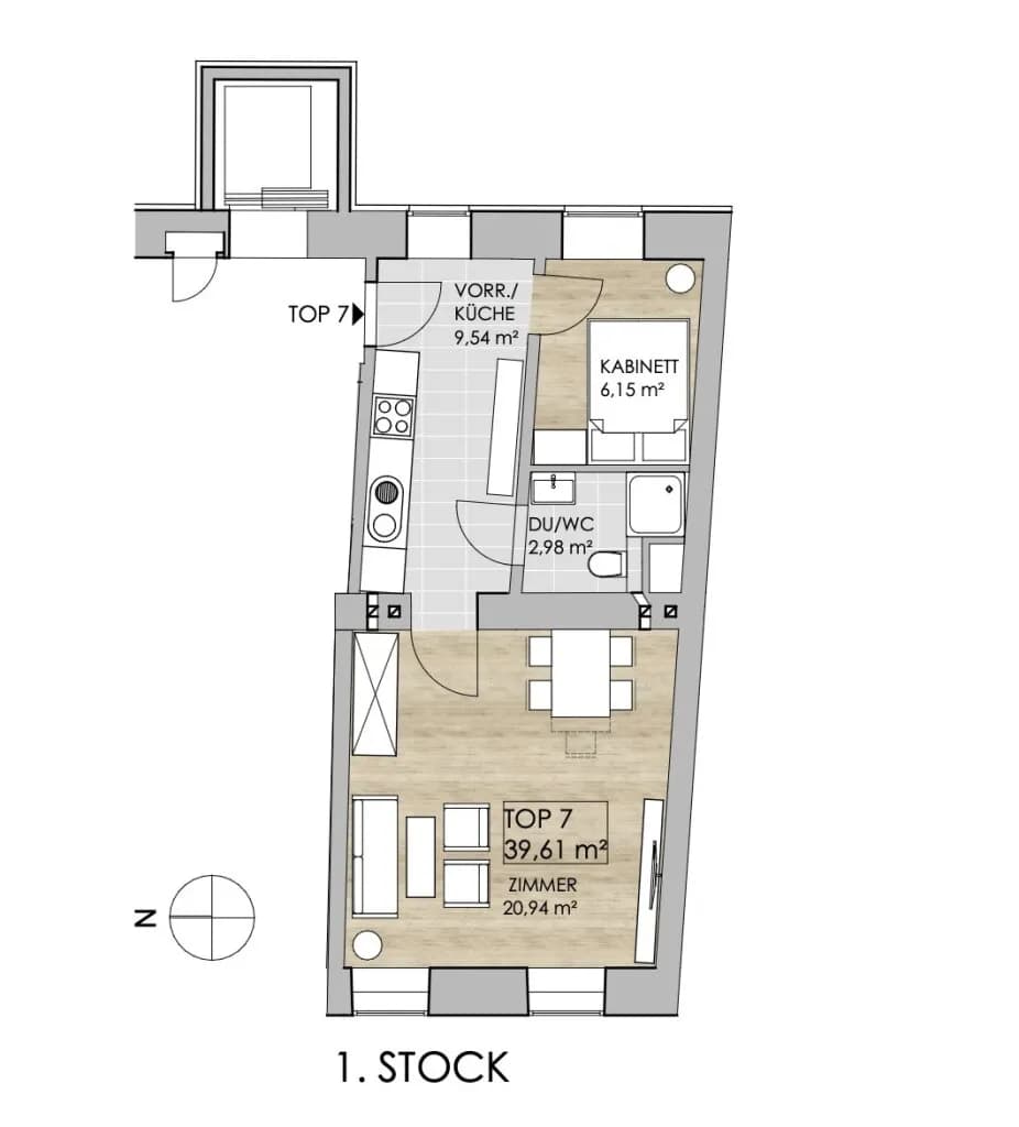 2-Zimmer-Wohnung kaufen in Wien – 39,61 m², € 249.000 – Bild 7 von 7