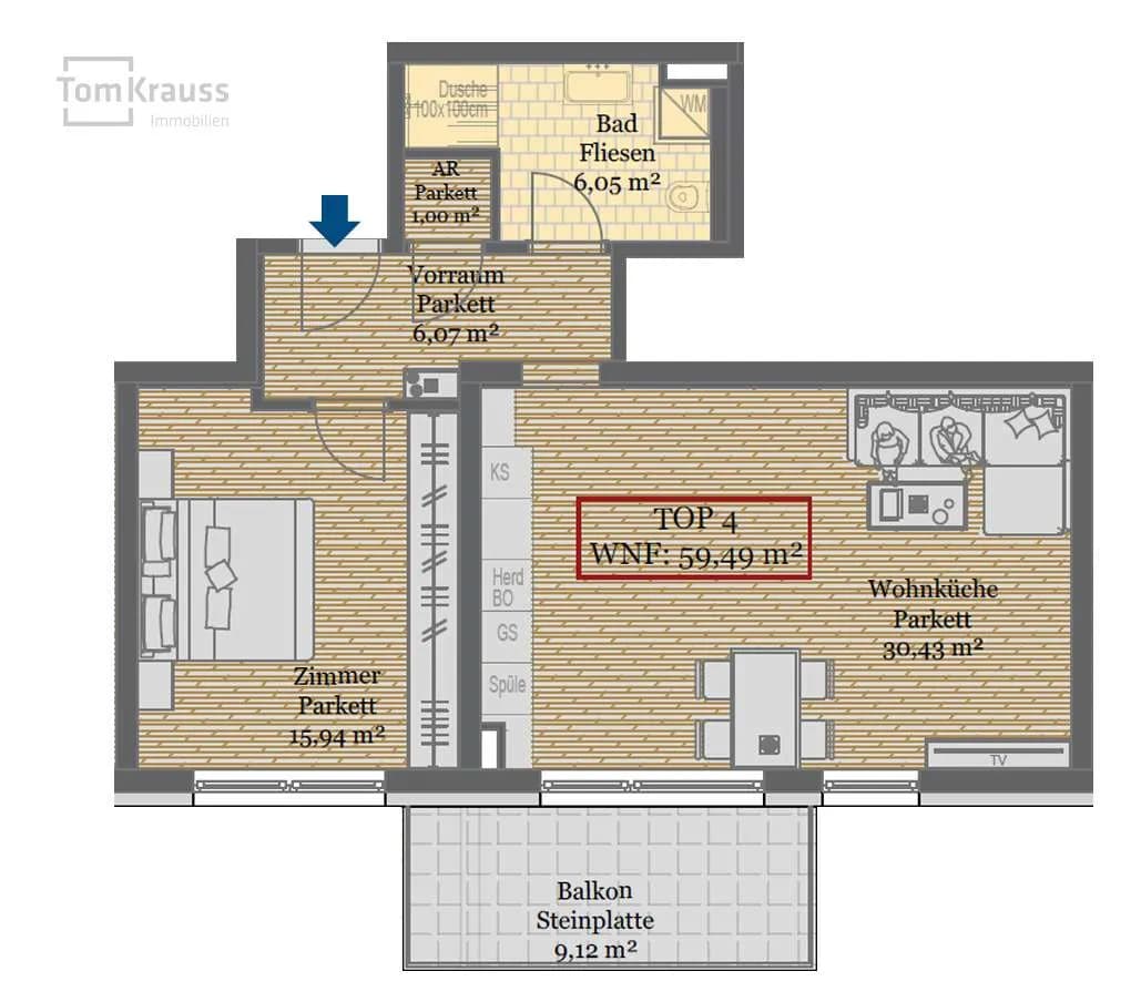 2-Zimmer-Wohnung kaufen in Wien – 59,49 m², € 426.100 – Bild 8 von 20