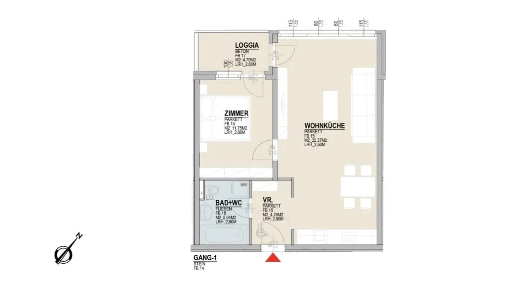 2-Zimmer-Wohnung kaufen in Baden – 58,15 m², € 225.000 – Bild 13 von 13
