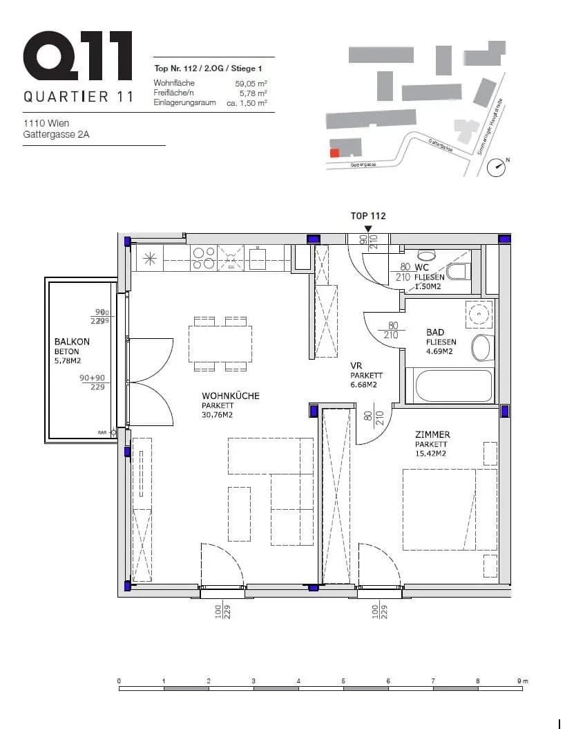 2-Zimmer-Wohnung mieten in Wien – 59,05 m², € 1.083 – Bild 12 von 13