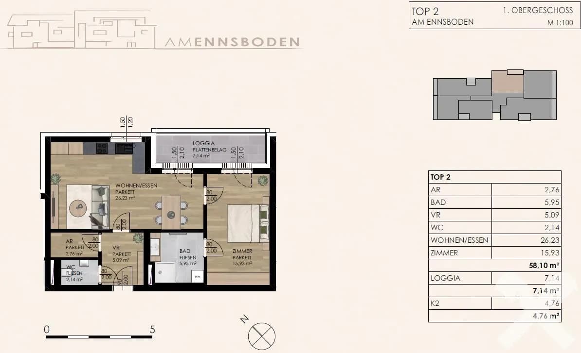 2-Zimmer-Wohnung kaufen in Liezen – 58,1 m², € 320.000 – Bild 7 von 7