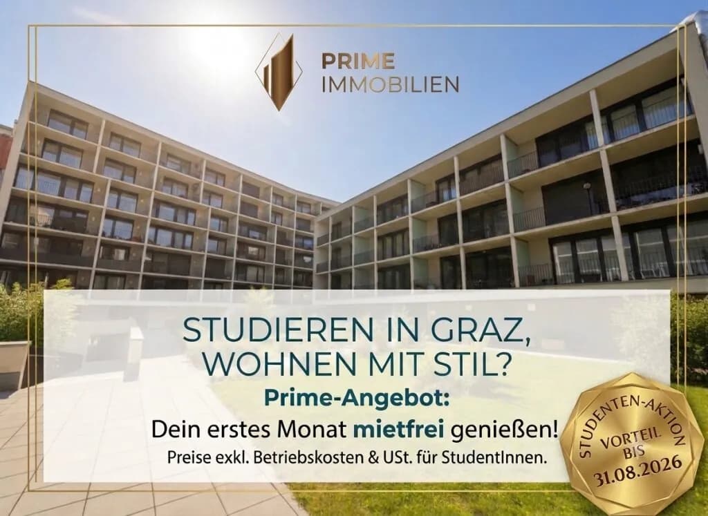 1-Zimmer-Wohnung mieten in Graz – 37,02 m², € 599