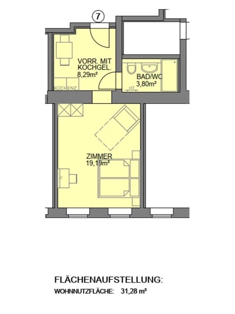 1-Zimmer-Wohnung kaufen in Wien – 32,12 m², € 215.000 – Bild 7 von 8