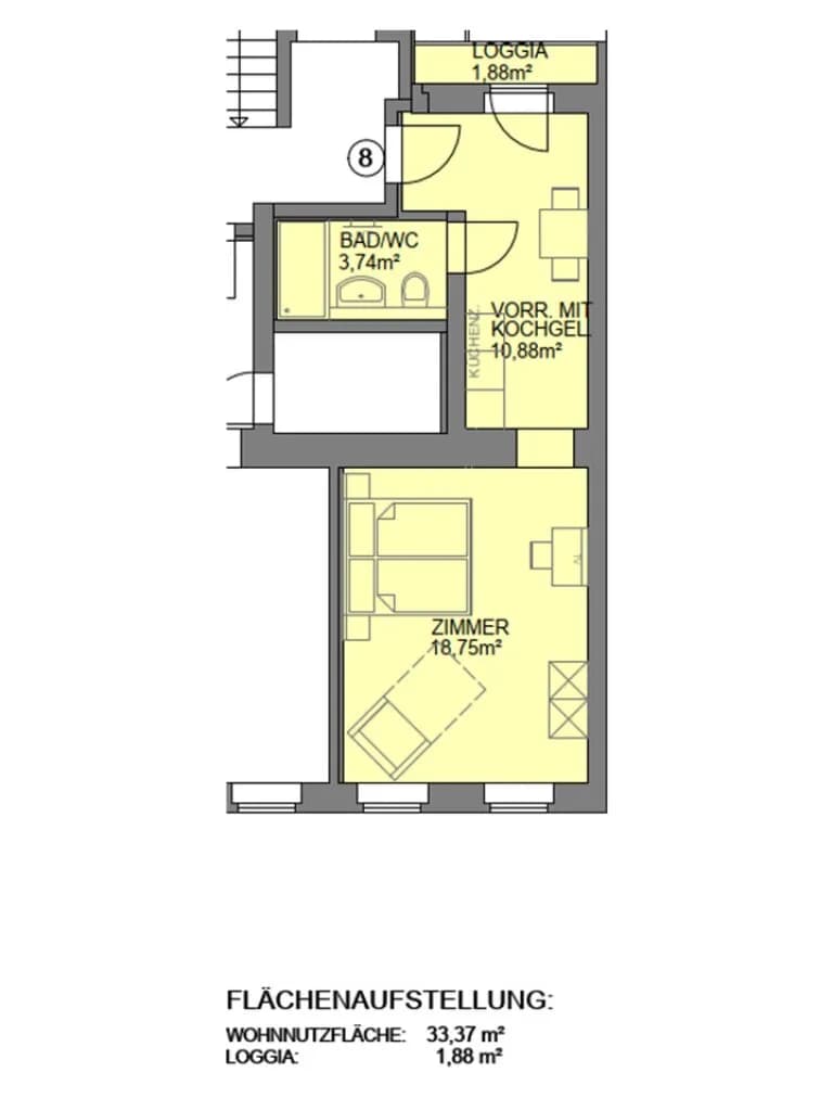 1-Zimmer-Wohnung kaufen in Wien – 33,37 m², € 240.000 – Bild 7 von 8