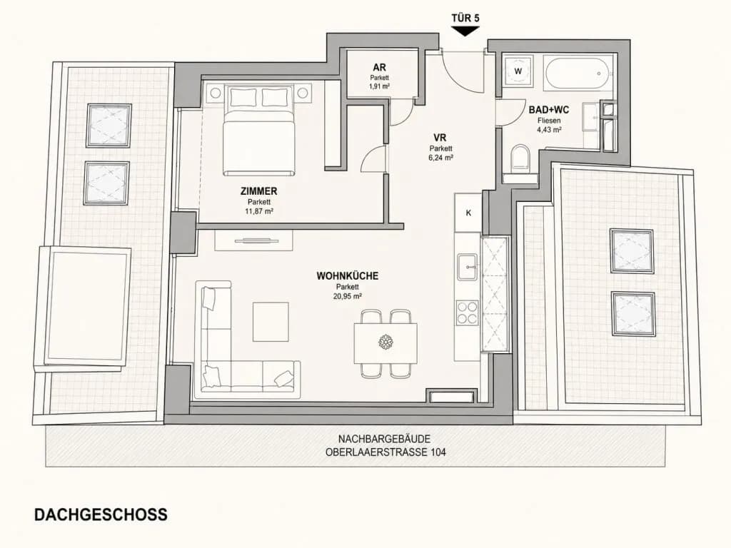 2-Zimmer-Wohnung kaufen in Wien – 45,42 m², € 304.300 – Bild 2 von 2
