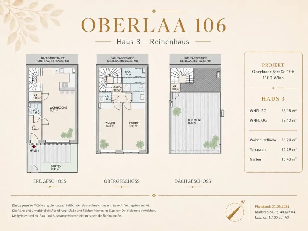 3-Zimmer-Haus kaufen in Wien – 76,1 m², € 541.000 – Bild 4 von 7