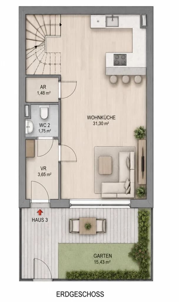 3-Zimmer-Haus kaufen in Wien – 76,1 m², € 541.000 – Bild 5 von 7