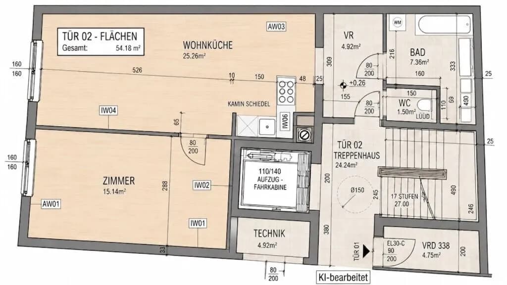2-Zimmer-Wohnung kaufen in Wien – 54,18 m², € 345.670 – Bild 2 von 3