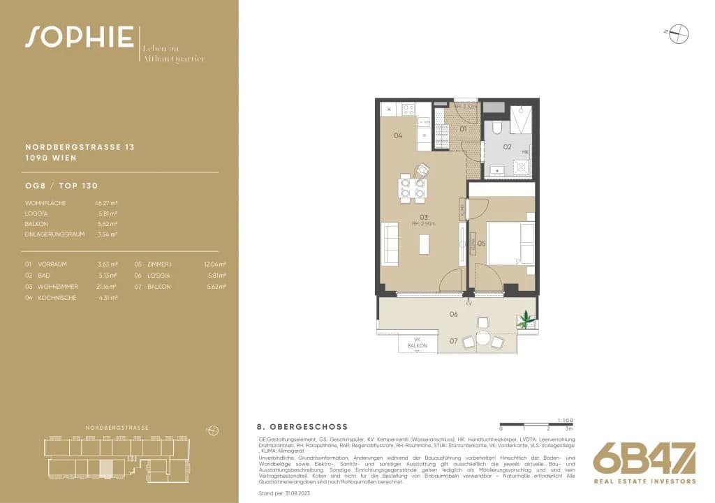 2-Zimmer-Wohnung kaufen in Wien – 46,84 m², € 622.000 – Bild 13 von 13