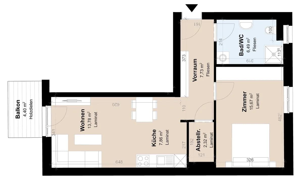 2-Zimmer-Wohnung mieten in Graz – 53,85 m², € 775