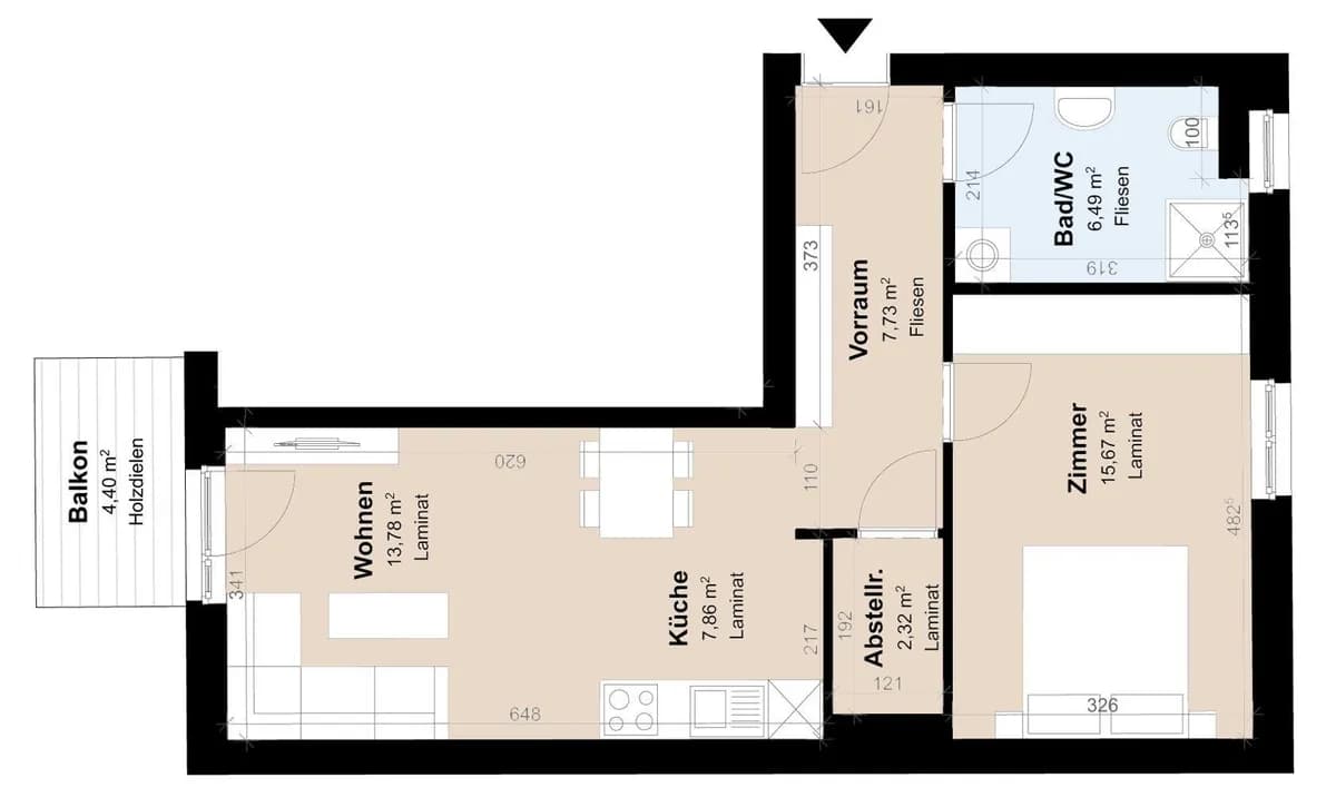 2-Zimmer-Wohnung mieten in Graz – 53,85 m², € 775 – Bild 2 von 10