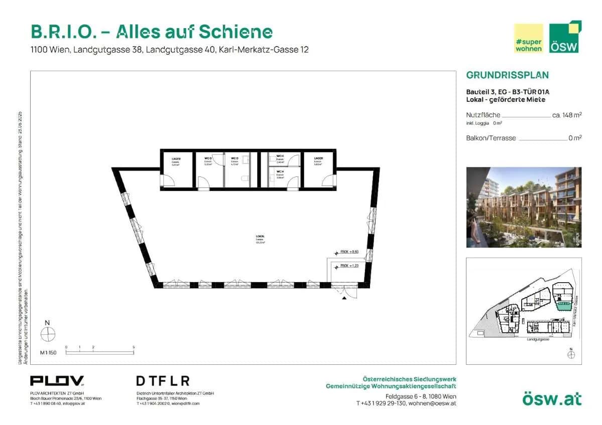 Gewerbeimmobilie mieten in Wien – 149 m², € 1.630