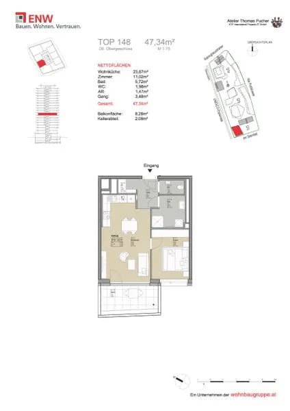 2-Zimmer-Wohnung mieten in Graz – 48,61 m², € 864 – Bild 8 von 8
