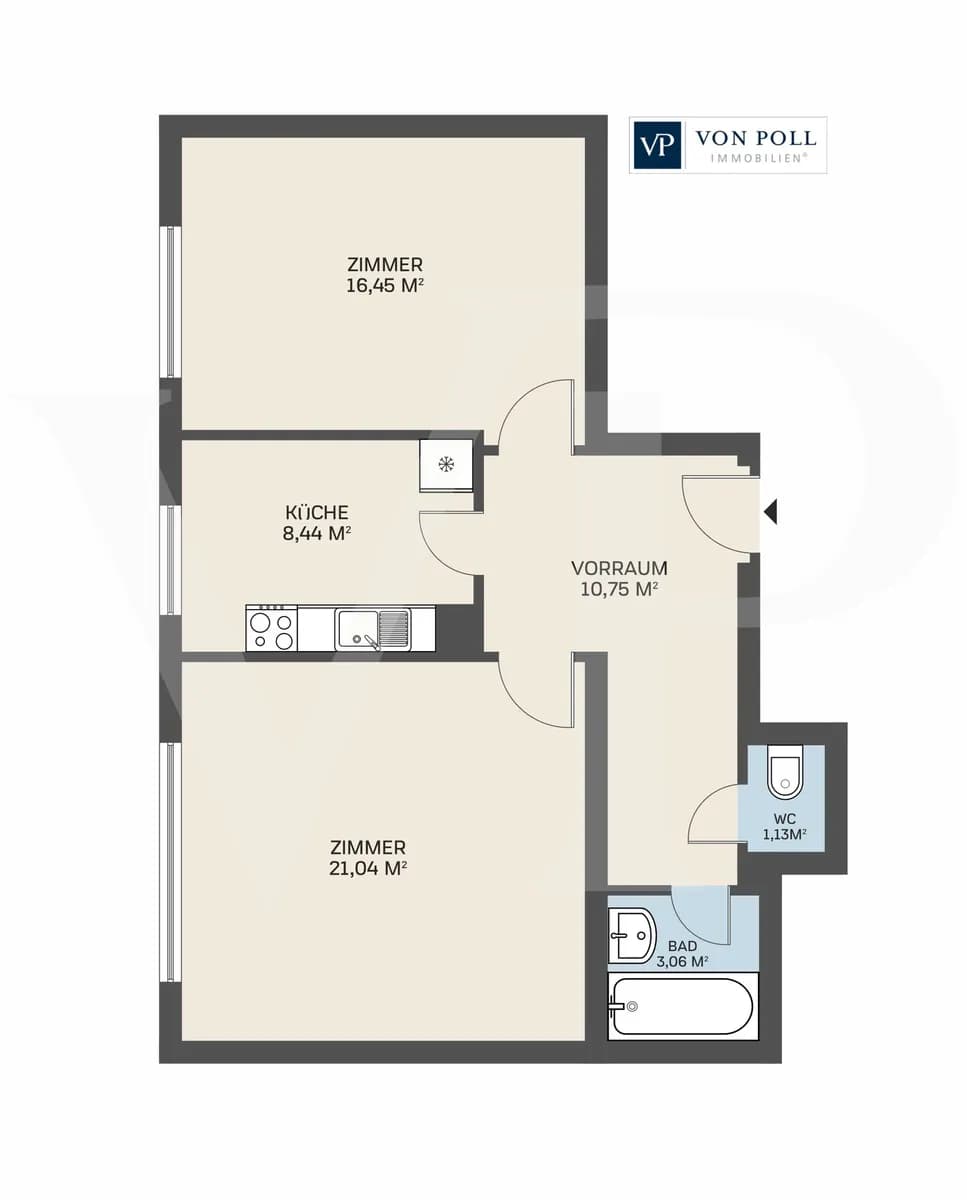 2-Zimmer-Wohnung kaufen in Wien – 60,87 m², € 299.000 – Bild 6 von 9