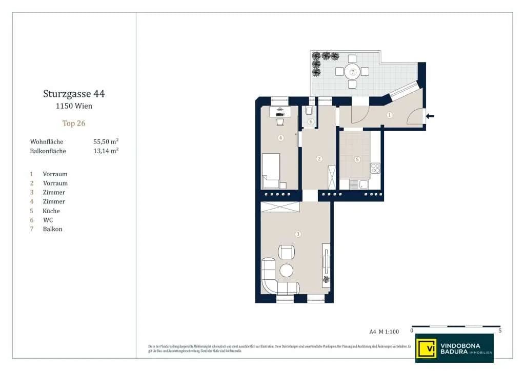2-Zimmer-Wohnung kaufen in Wien – 55,5 m², € 345.000 – Bild 8 von 8