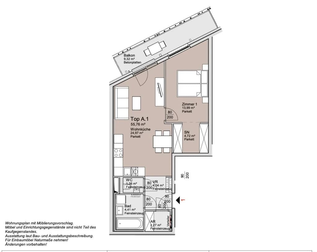 2-Zimmer-Wohnung kaufen in Wien – 55,76 m², € 319.000 – Bild 12 von 12