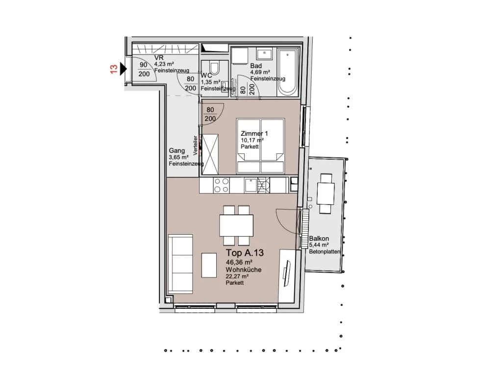 2-Zimmer-Wohnung kaufen in Wien – 46,36 m², € 299.000 – Bild 12 von 12