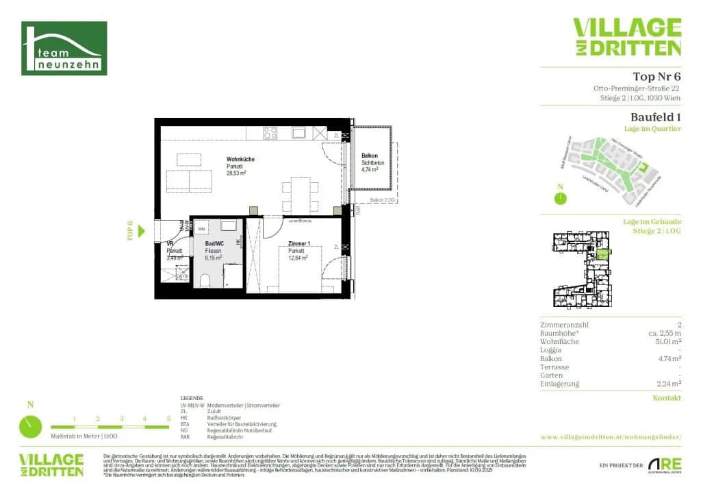 2-Zimmer-Wohnung mieten in Wien – 51,59 m², € 1.099 – Bild 29 von 29