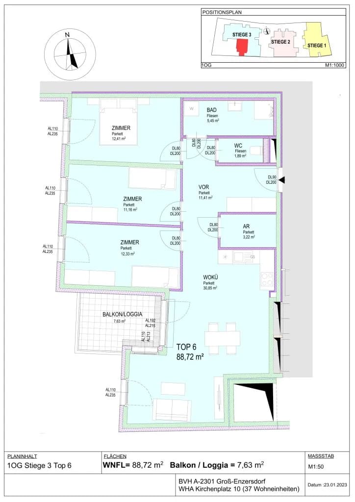 3-Zimmer-Wohnung kaufen in Gänserndorf – 64,49 m², € 347.900 – Bild 15 von 25