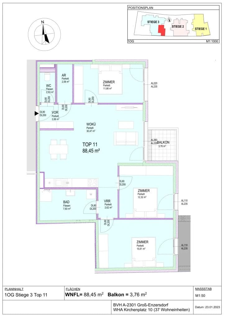 3-Zimmer-Wohnung kaufen in Gänserndorf – 64,49 m², € 347.900 – Bild 20 von 25